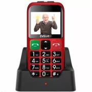EVOLVEO EasyPhone EB, telefon mobil pentru seniori cu suport de incarcare, rosu
