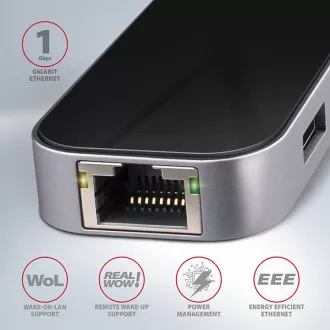 AXAGON HMC-6GL, hub USB 3.2 Gen 1, porturi 3x USB-A, HDMI, RJ-45 GLAN, PD 60W, cablu USB-C 20cm AXAGON HMC-6GL, hub USB 3.2 Gen 1, porturi 3x USB-A, HDMI, RJ-45 GLAN, PD 60W, cablu USB-C 20cm