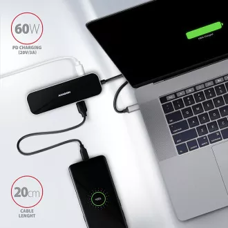 AXAGON HMC-6GL, hub USB 3.2 Gen 1, porturi 3x USB-A, HDMI, RJ-45 GLAN, PD 60W, cablu USB-C 20cm AXAGON HMC-6GL, hub USB 3.2 Gen 1, porturi 3x USB-A, HDMI, RJ-45 GLAN, PD 60W, cablu USB-C 20cm