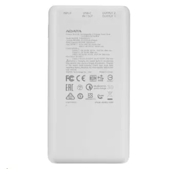 ADATA PowerBank P20000QCD - baterie externă pentru telefon mobil/tabletă 20000mAh, 2, 1A, alb ADATA PowerBank P20000QCD - baterie externă pentru telefon mobil/tabletă 20000mAh, 2, 1A, alb