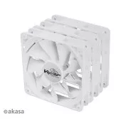 AKASA fan Viper, White Fan 12cm, 120x120x25mm, HDB, 4 pin PWM, 3 bucăți în pachet, alb