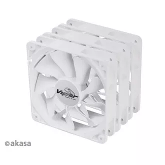 AKASA fan Viper, White Fan 12cm, 120x120x25mm, HDB, 4 pin PWM, 3 bucăți în pachet, alb
