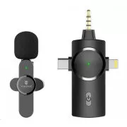 Microfon wireless Viking cu clip M360, conector USB-C / Lightning / jack de 3,5 mm