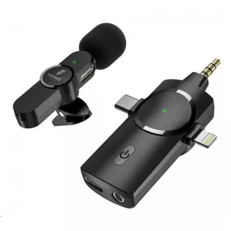 Microfon wireless Viking cu clip M360, conector USB-C / Lightning / jack de 3,5 mm