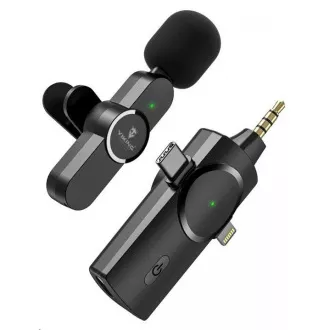 Microfon wireless Viking cu clip M360, conector USB-C / Lightning / jack de 3,5 mm