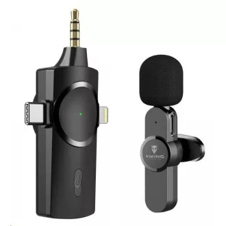 Microfon wireless Viking cu clip M360, conector USB-C / Lightning / jack de 3,5 mm
