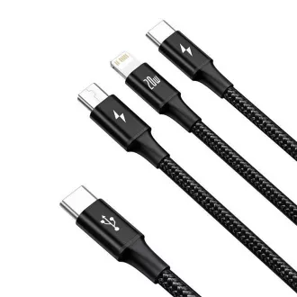Baseus Rapid Series Rapid Series Cablu de încărcare / date 3in1 Type-C/ (Micro USB   Lightning PD 20W   USB-C) 1,5 m negru