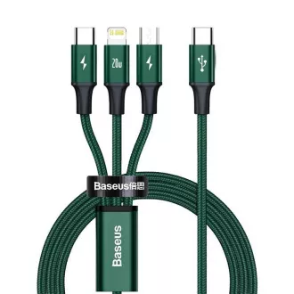 Baseus Rapid Series Rapid Series Cablu de încărcare / date 3in1 Type-C/ (Micro USB   Lightning PD 20W   USB-C) 1.5m verde