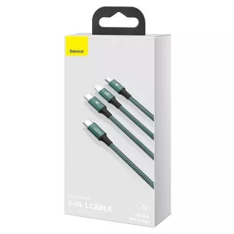 Baseus Rapid Series Rapid Series Cablu de încărcare / date 3in1 Type-C/ (Micro USB   Lightning PD 20W   USB-C) 1.5m verde