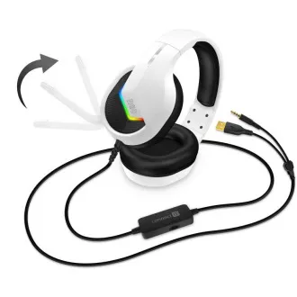 Căști de gaming CONNECT IT NEO cu microfon, 1xJack + USB, alb