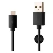 Cablu de date și încărcare fix, USB-A -> USB-C, 20 W, lungime 2 m, negru