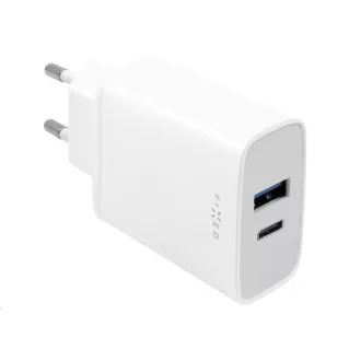 Încărcător fix, conector USB-C + USB-A, suport PD, 30 W, alb