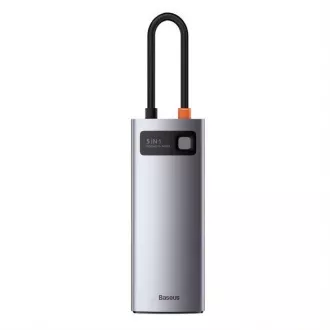 Baseus Metal Gleam Series 5in1 HUB Type-C (USB-C PD 100W, 3* USB 3.0, HDMI) gri