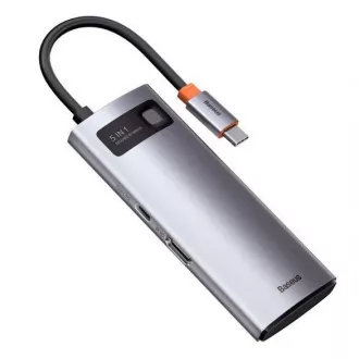 Baseus Metal Gleam Series 5in1 HUB Type-C (USB-C PD 100W, 3* USB 3.0, HDMI) gri
