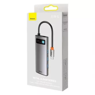 Baseus Metal Gleam Series 5in1 HUB Type-C (USB-C PD 100W, 3* USB 3.0, HDMI) gri