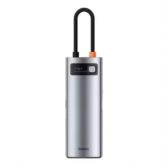 Baseus Metal Gleam Series 7in1 HUB Type-C (USB-C PD 100W, USB-C, 2* USB 3.0, HDMI, port SD TF) gri
