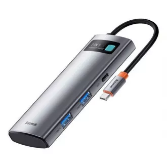 Baseus Metal Gleam Series 7in1 HUB Type-C (USB-C PD 100W, USB-C, 2* USB 3.0, HDMI, port SD TF) gri