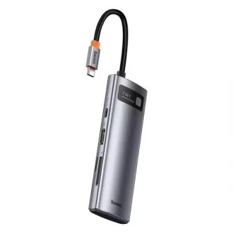 Baseus Metal Gleam Series 7in1 HUB Type-C (USB-C PD 100W, USB-C, 2* USB 3.0, HDMI, port SD TF) gri