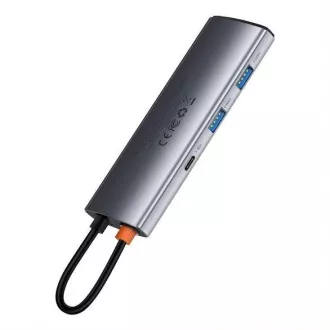 Baseus Metal Gleam Series 7in1 HUB Type-C (USB-C PD 100W, USB-C, 2* USB 3.0, HDMI, port SD TF) gri