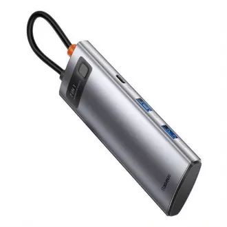 Baseus Metal Gleam Series 7in1 HUB Type-C (USB-C PD 100W, USB-C, 2* USB 3.0, HDMI, port SD TF) gri