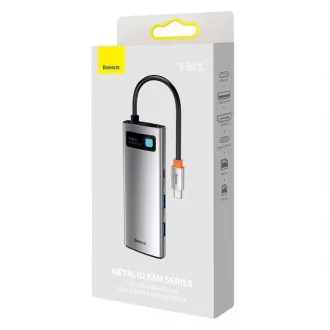 Baseus Metal Gleam Series 7in1 HUB Type-C (USB-C PD 100W, USB-C, 2* USB 3.0, HDMI, port SD TF) gri