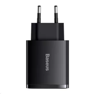 Baseus Compact Fast Charging Adapter 2x USB-A, 1x Type-C 30W negru