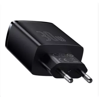 Baseus Compact Fast Charging Adapter 2x USB-A, 1x Type-C 30W negru