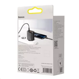 Baseus Compact Fast Charging Adapter 2x USB-A, 1x Type-C 30W negru