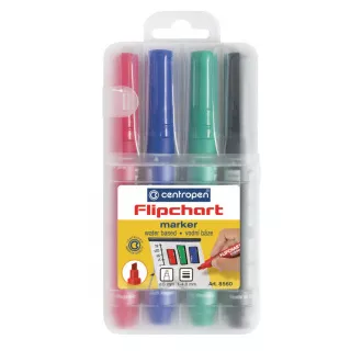 Marker Centropen 8560/4 pentru Flipchart 4 culori vârf de pană 1-4,6 mm