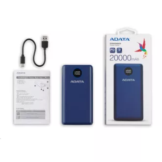 ADATA PowerBank P20000QCD - baterie externă pentru mobil/tabletă 20000mAh, 2, 1A, albastru (74Wh) ADATA PowerBank P20000QCD - baterie externă pentru mobil/tabletă 20000mAh, 2, 1A, albastru (74Wh)