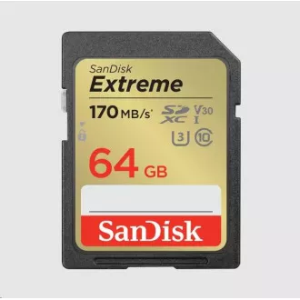 Card SanDisk SDXC 64GB Extreme (170 MB/s Clasa 10, UHS-I U3 V30) Card SanDisk SDXC 64GB Extreme (170 MB/s Clasa 10, UHS-I U3 V30)