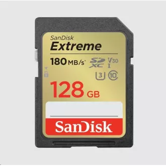 Card SanDisk SDXC Extreme de 128GB (180 MB/s Clasa 10, UHS-I U3 V30)