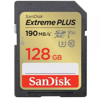 Card SanDisk SDXC 128GB Extreme PLUS (190 MB/s Clasa 10, UHS-I U3 V30)