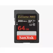 Card SanDisk SDXC 64GB Extreme PRO (200 MB/s Clasa 10, UHS-I U3 V30)