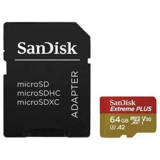 Card SanDisk micro SDXC 64GB Extreme PLUS (200 MB/s Class 10, UHS-I U3 V30)   adaptor