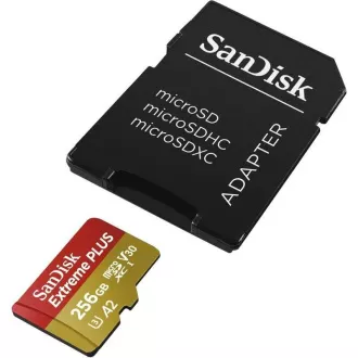 Card SanDisk micro SDXC 256GB Extreme PLUS (200 MB/s Class 10, UHS-I U3 V30) adaptor Card SanDisk micro SDXC 256GB Extreme PLUS (200 MB/s Class 10, UHS-I U3 V30) adaptor