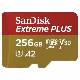 Card SanDisk micro SDXC 256GB Extreme PLUS (200 MB/s Class 10, UHS-I U3 V30) adaptor Card SanDisk micro SDXC 256GB Extreme PLUS (200 MB/s Class 10, UHS-I U3 V30) adaptor