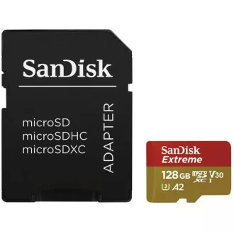 Card SanDisk micro SDXC de 128GB Extreme Action Cams and Drones (190 MB/s Class 10, UHS-I U3 V30)   adaptor