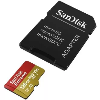 Card SanDisk micro SDXC de 128GB Extreme Action Cams and Drones (190 MB/s Class 10, UHS-I U3 V30)   adaptor