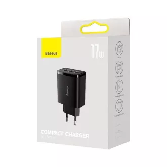 Baseus Compact Charger 3U 17W EU, negru