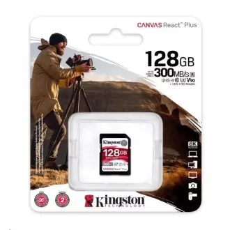 Kingston 128GB Canvas React Plus SDXC UHS-II 300R/260W U3 V90 pentru Full HD/4K/8K