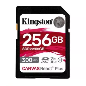 Kingston 256GB Canvas React Plus SDXC UHS-II 300R/260W U3 V90 pentru Full HD/4K/8K