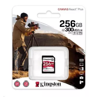 Kingston 256GB Canvas React Plus SDXC UHS-II 300R/260W U3 V90 pentru Full HD/4K/8K