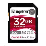 Kingston 32GB Canvas React Plus SDHC UHS-II 300R/260W U3 V90 pentru Full HD/4K/8K