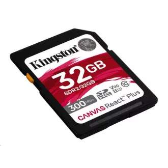 Kingston 32GB Canvas React Plus SDHC UHS-II 300R/260W U3 V90 pentru Full HD/4K/8K