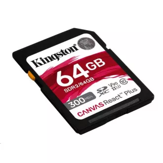 Kingston 64GB Canvas React Plus SDHC UHS-II 300R/260W U3 V90 pentru Full HD/4K/8K