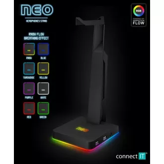 CONNECT IT NEO Stand-It NEO Stand-It RGB suport pentru căști hub USB, negru CONNECT IT NEO Stand-It NEO Stand-It RGB suport pentru căști hub USB, negru