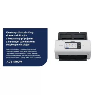 Scaner BROTHER ADS-4700W DUALSKEN A4 40pppm/80dual 600x600 60ADF USB LAN WIFI - display 10.5cm