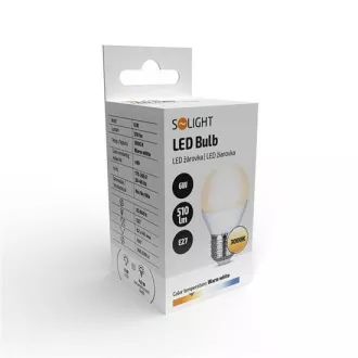Bec cu LED Solight, miniglob, 6W, E27, 3000K, 510lm