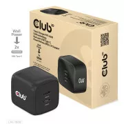 Încărcător de călătorie Club3D PPS 45W cu tehnologie GAN, port dublu USB Type-C, suport Power Delivery (PD) 3.0
